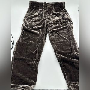 Anthropologie Crushed Velvet Pant, Dark Grey, Ankle Length